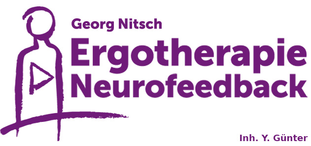 Skizze eines Männchens. Daneben Georg Nitsch, Ergotherapie, Neurofeedback.